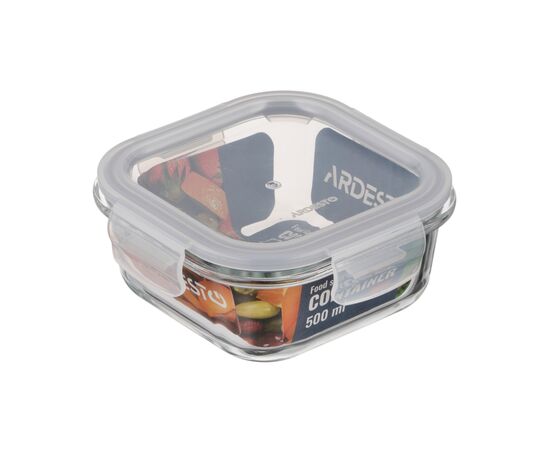 Харчовий контейнер Ardesto Gemini квадратний, 0.5л, боросилікатне скло, прозорий (AR1250BSQ), зображення 5