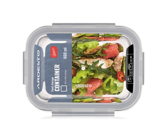 Пищевой контейнер Ardesto Gemini прямокутний, 0.66л, боросилікатне скло, прозорий (AR1260BRC), изображение 6