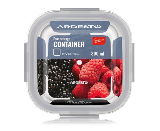 Харчовий контейнер Ardesto Gemini квадратний, 0.8л, боросилікатне скло, прозорий (AR1280BSQ), зображення 6