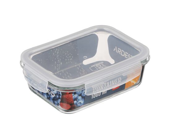 Харчовий контейнер Ardesto Gemini прямокутний, 1.06л, боросилікатне скло, прозорий (AR1210BRC), зображення 5