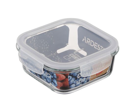 Пищевой контейнер Ardesto Gemini квадратний, 1.23л, боросилікатне скло, прозорий (AR1212BSQ), изображение 5