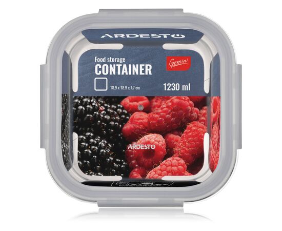 Пищевой контейнер Ardesto Gemini квадратний, 1.23л, боросилікатне скло, прозорий (AR1212BSQ), изображение 6