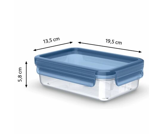 Пищевой контейнер Tefal Master Seal Eco 0,8л, прямокутний, пластик, прозорий, блакитний (N1171318), изображение 4