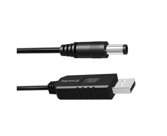 Кабель питания USB to DC 5.5x2.5mm 12V 1.0m black ColorWay (CW-CBUD067-BK), изображение 3