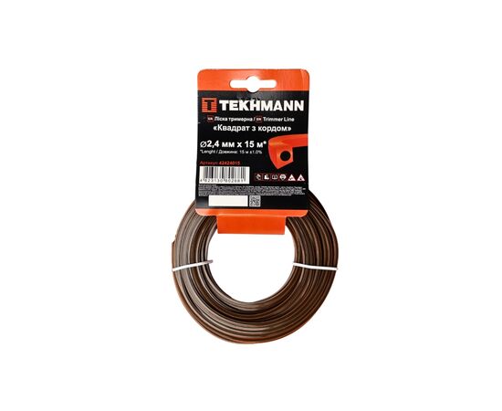 Жилка косильная Tekhmann "Квадрат с кордом" 2,4 мм × 15 м (42424015)