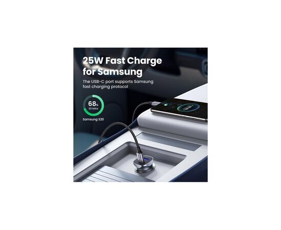 Зарядний пристрій Ugreen 1xUSB-C + 1xUSB 30W car adapter CD130 black (40858), зображення 10
