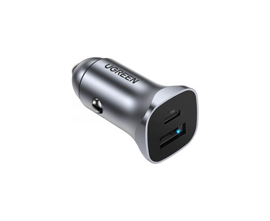 Зарядний пристрій Ugreen 1xUSB-C + 1xUSB 30W car adapter CD130 black (40858), зображення 2