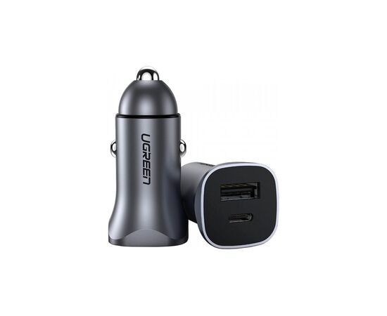 Зарядний пристрій Ugreen 1xUSB-C + 1xUSB 30W car adapter CD130 black (40858), зображення 3