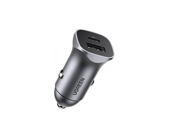 Зарядний пристрій Ugreen 1xUSB-C + 1xUSB 30W car adapter CD130 black (40858)