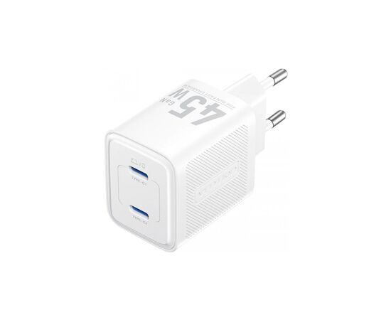 Зарядний пристрій VENTION 2xUSB-C PD45W GaN white (FEFW0-EU)