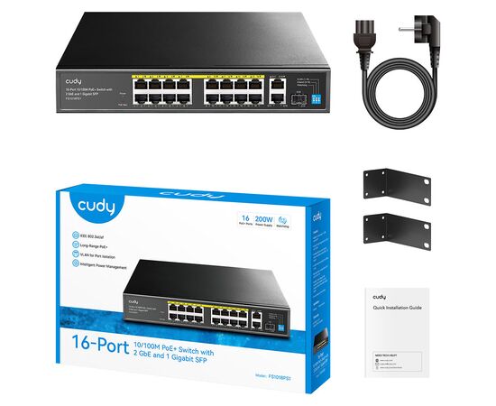 Комутатор мережевий Cudy FS1018PS1, зображення 2