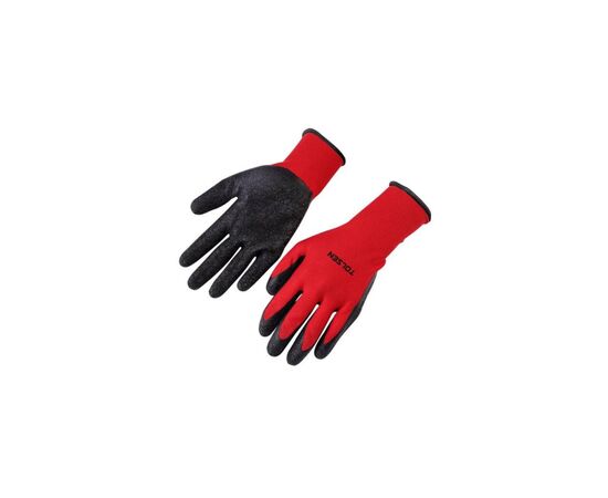 Защитные перчатки Tolsen полиэстер с латексным покрытием красный XL (10) (45513)