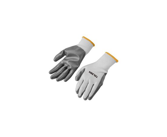 Захисні рукавиці Tolsen поліестер з нітриловим покриттям білі L (9) (45509)