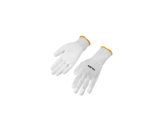 Защитные перчатки Tolsen полиэстер с ПУ покрытием белые XXL (11) (45502)