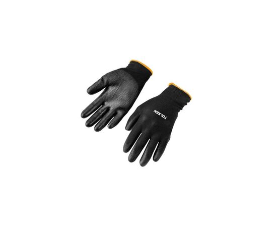 Защитные перчатки Tolsen полиэстер с ПУ покрытием черные L (9) (45506)