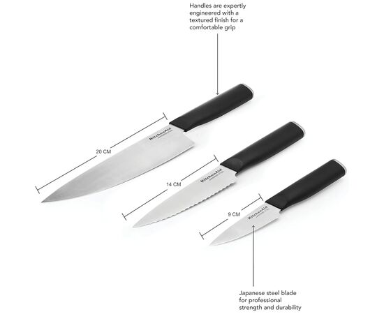Набор ножей KitchenAid Classic з захисними чохлами, 3 предмети (KEG3PTHEOHOBA), изображение 3