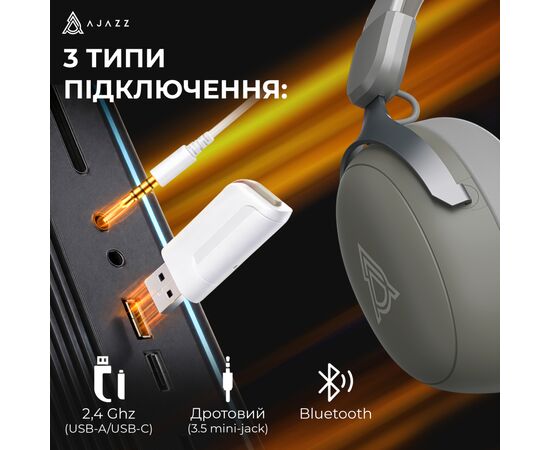 Наушники Ajazz AHM08 MAX 3-Mode Grey (AHM08-MAX-GW), изображение 7