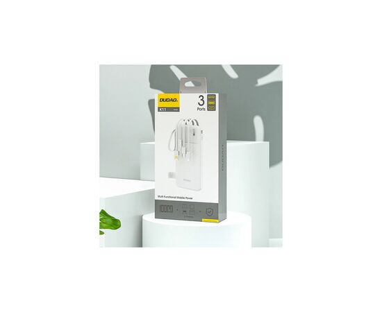 Батарея универсальная Dudao 10000mAh K11 10W, USB-A, USB-C, microUSB, with USB-A/USB-C/Lightning/MicroUSB cables White (6977196681860), изображение 2
