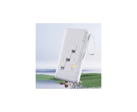 Батарея универсальная Dudao 10000mAh K11 10W, USB-A, USB-C, microUSB, with USB-A/USB-C/Lightning/MicroUSB cables White (6977196681860), изображение 3