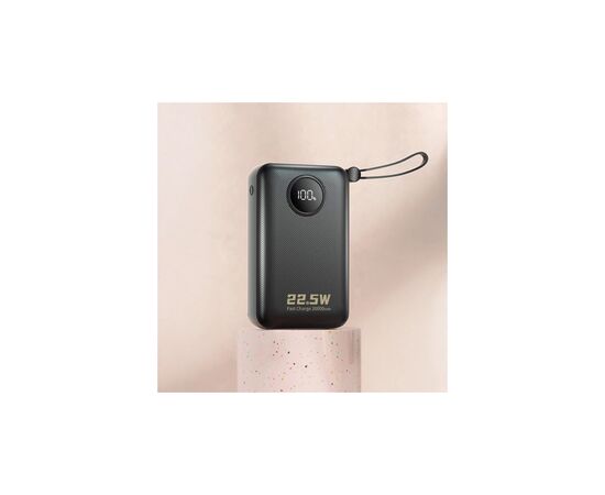 Батарея универсальная Dudao 20000mAh K14+ 22.5W, PD, QC, USB-A, USB-C(In/Out), with built-in USB-C/Lightning cables, Black (6977196680016), изображение 4