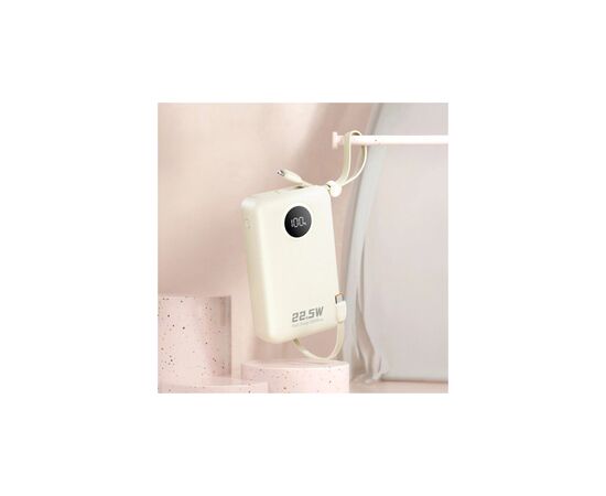 Батарея универсальная Dudao 20000mAh K14+ 22.5W, PD, QC, USB-A, USB-C(In/Out), with built-in USB-C/Lightning cables, White (6977196680023), изображение 3