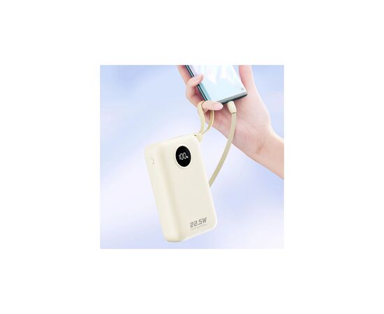 Батарея универсальная Dudao 20000mAh K14+ 22.5W, PD, QC, USB-A, USB-C(In/Out), with built-in USB-C/Lightning cables, White (6977196680023), изображение 4