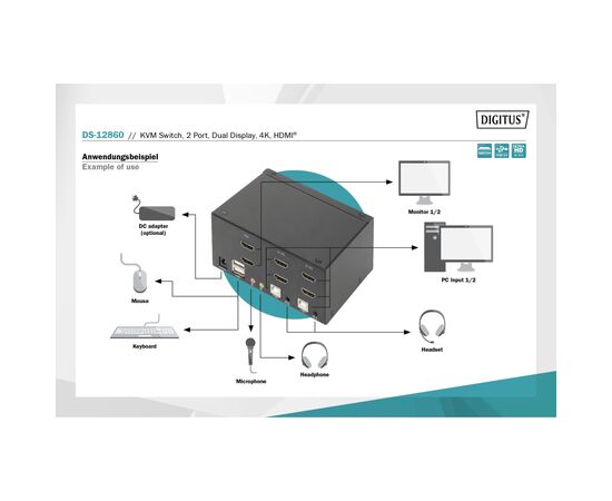 Коммутатор KVM Digitus DS-12860, изображение 5