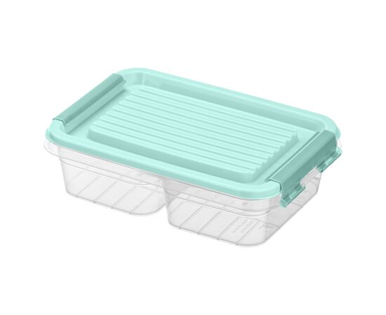 Харчовий контейнер Ardesto Fresh двосекційний 2х0.25л, пластик, прямокутна, блакитний (AR1302B)