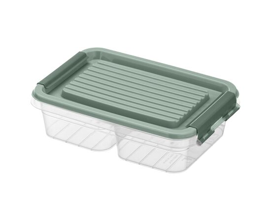 Пищевой контейнер Ardesto Fresh двосекційний 2х0.25л, пластик, прямокутна, зелений (AR1302G)