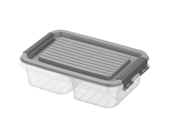 Пищевой контейнер Ardesto Fresh двосекційний 2х0.25л, пластик, прямокутна, сірий (AR1302R)