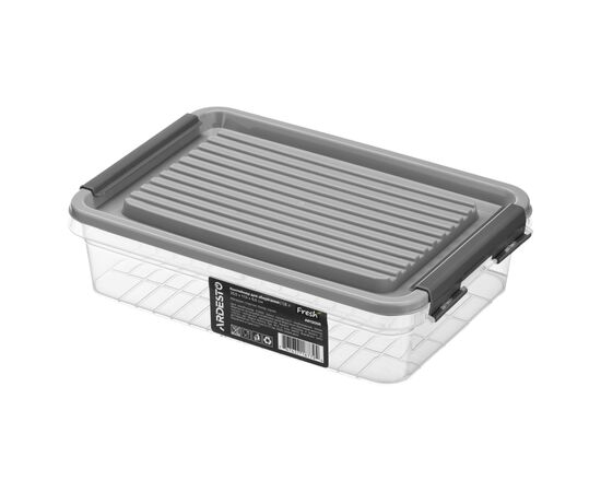 Харчовий контейнер Ardesto Fresh 1.8л, пластик, прямокутна, сірий (AR1305R)
