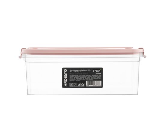 Пищевой контейнер Ardesto Fresh 2.8л, пластик, прямокутна, рожевий (AR1306P), изображение 2