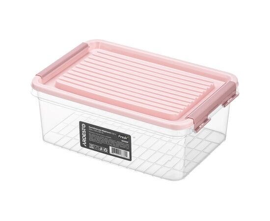 Пищевой контейнер Ardesto Fresh 2.8л, пластик, прямокутна, рожевий (AR1306P)