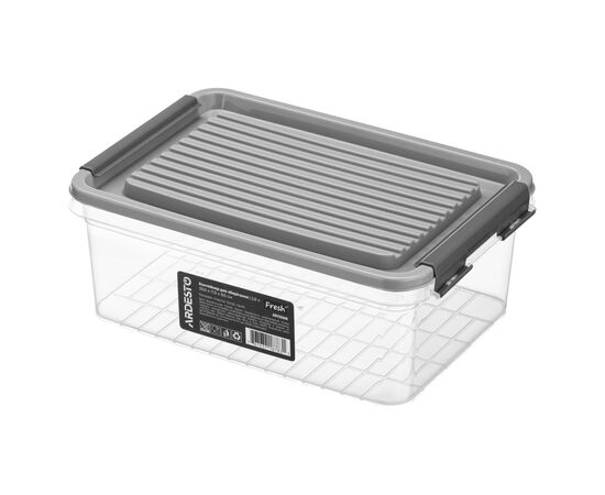 Харчовий контейнер Ardesto Fresh 2.8л, пластик, прямокутна, сірий (AR1306R)