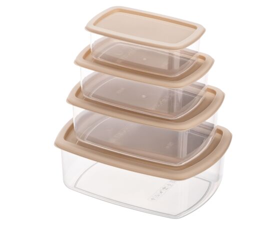Пищевой контейнер Ardesto Fresh Набір 0.25/0.5/0.75/1.2л, пластик, прямокутна, бежевий (AR1312B), изображение 4