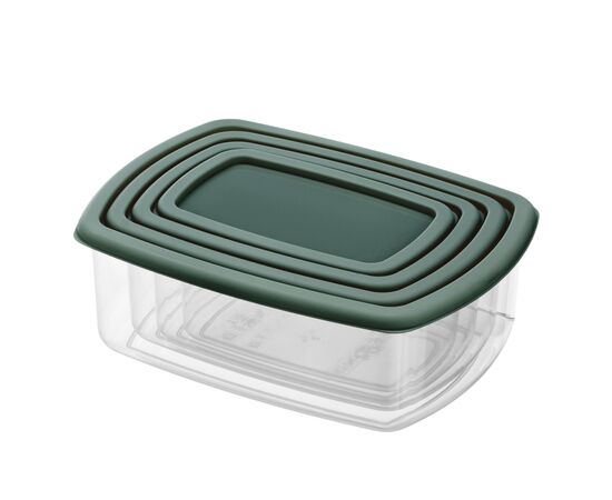 Пищевой контейнер Ardesto Fresh Набір 0.25/0.5/0.75/1.2л, пластик, прямокутна, зелений (AR1312G), изображение 3