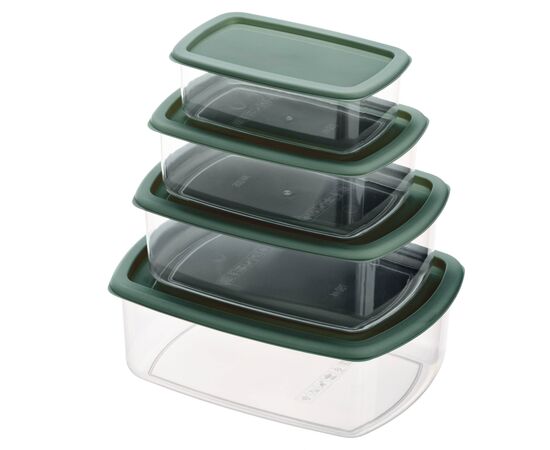 Пищевой контейнер Ardesto Fresh Набір 0.25/0.5/0.75/1.2л, пластик, прямокутна, зелений (AR1312G), изображение 4
