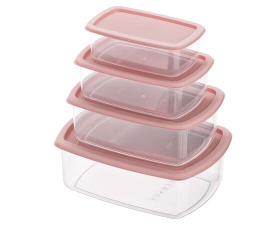 Пищевой контейнер Ardesto Fresh Набір 0.25/0.5/0.75/1.2л, пластик, прямокутна, рожевий (AR1312P), изображение 4