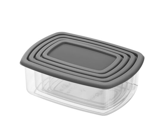Пищевой контейнер Ardesto Fresh Набір 0.25/0.5/0.75/1.2л, пластик, прямокутна, сірий (AR1312R), изображение 3