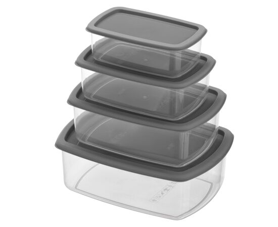 Пищевой контейнер Ardesto Fresh Набір 0.25/0.5/0.75/1.2л, пластик, прямокутна, сірий (AR1312R), изображение 4