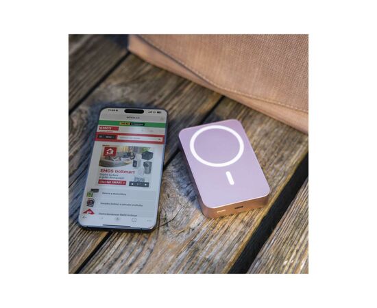 Батарея универсальная EMOS 10000mAh WI1046, 20W, Wireless, salmon (B0551S), изображение 8