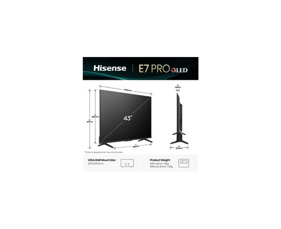 Телевізор Hisense 43E7Q PRO, зображення 8