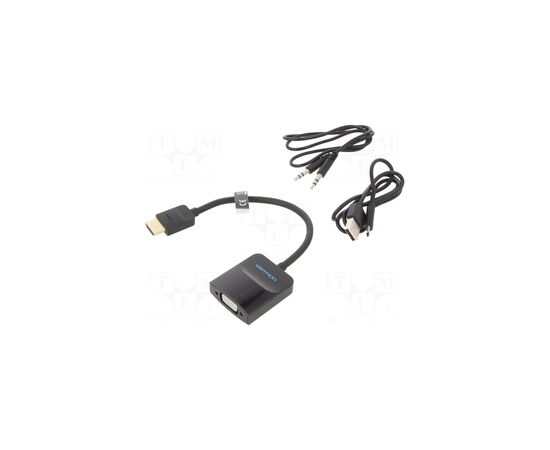 Переходник HDMI M to VGA F + Micro USB F + 3.5mm F 0.15m black Vention (42161)