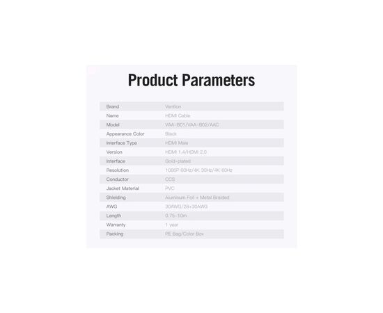 Кабель мультимедийный HDMI M to HDMI M 1.5m black Vention (AACBG), изображение 6