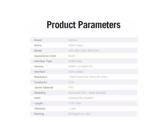Кабель мультимедийный HDMI M to HDMI M 10.0m black Vention (AACBL), изображение 5