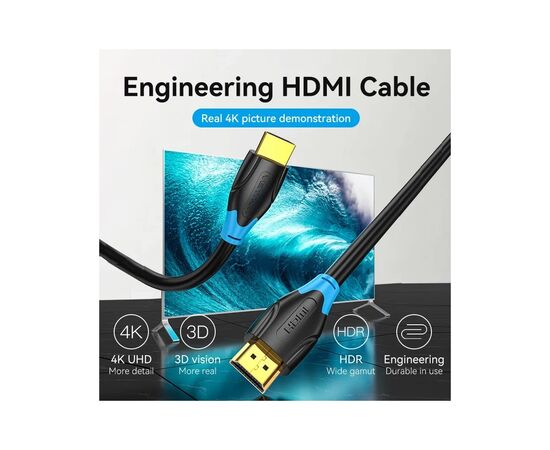 Кабель мультимедийный HDMI M to HDMI M 25.0m black Vention (AACBS), изображение 2