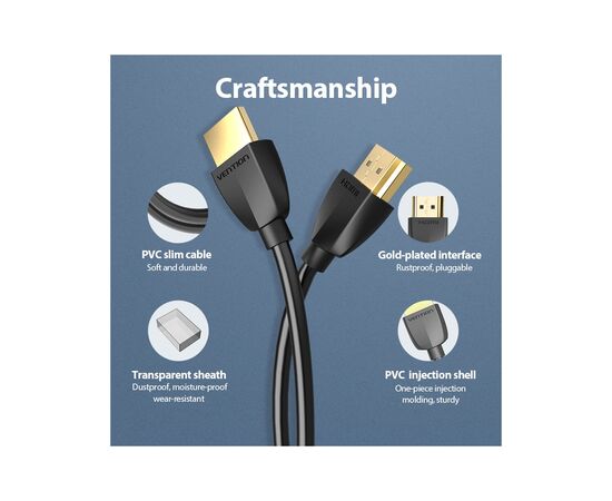 Кабель мультимедийный HDMI M to HDMI M 3.0m black Vention (AAIBI), изображение 8