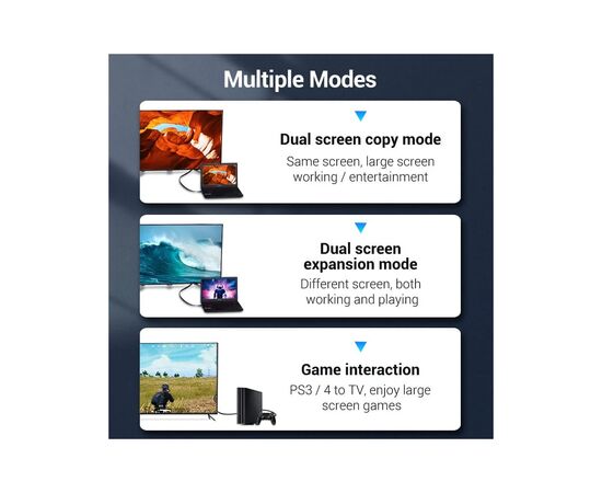 Кабель мультимедийный HDMI M to HDMI M 2.0m flat black Vention (AAKBH), изображение 6