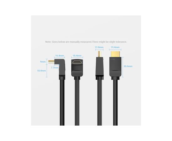 Кабель мультимедийный HDMI M to HDMI M 3.0m 90° corner black Vention (AAQBI), изображение 6