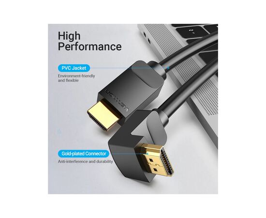 Кабель мультимедийный HDMI M to HDMI M 3.0m 90° corner black Vention (AAQBI), изображение 8